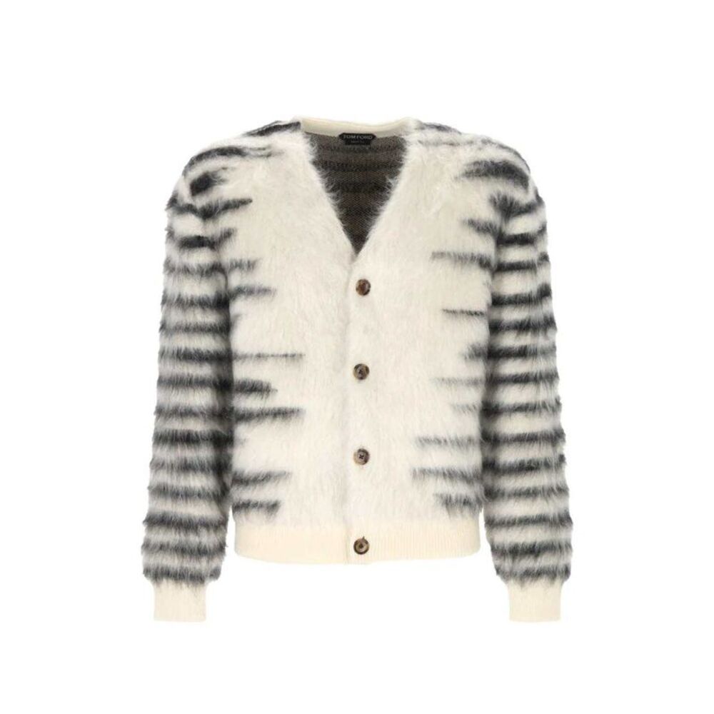 Tom Ford Men Striped Mohair-Blend Cardigan
